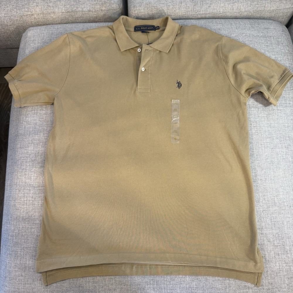 U.S. Polo Assn Polo Shirt Mens XXL Tan Cotton Classic Fit Short Sleeve NWT